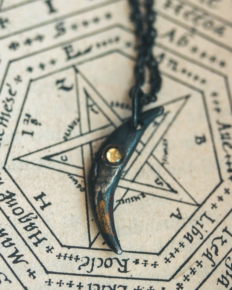 Fox Fang Pendant with Rose - Cut Peridot: A Symbol of Cunning, Growth, and Renewal - Machinations