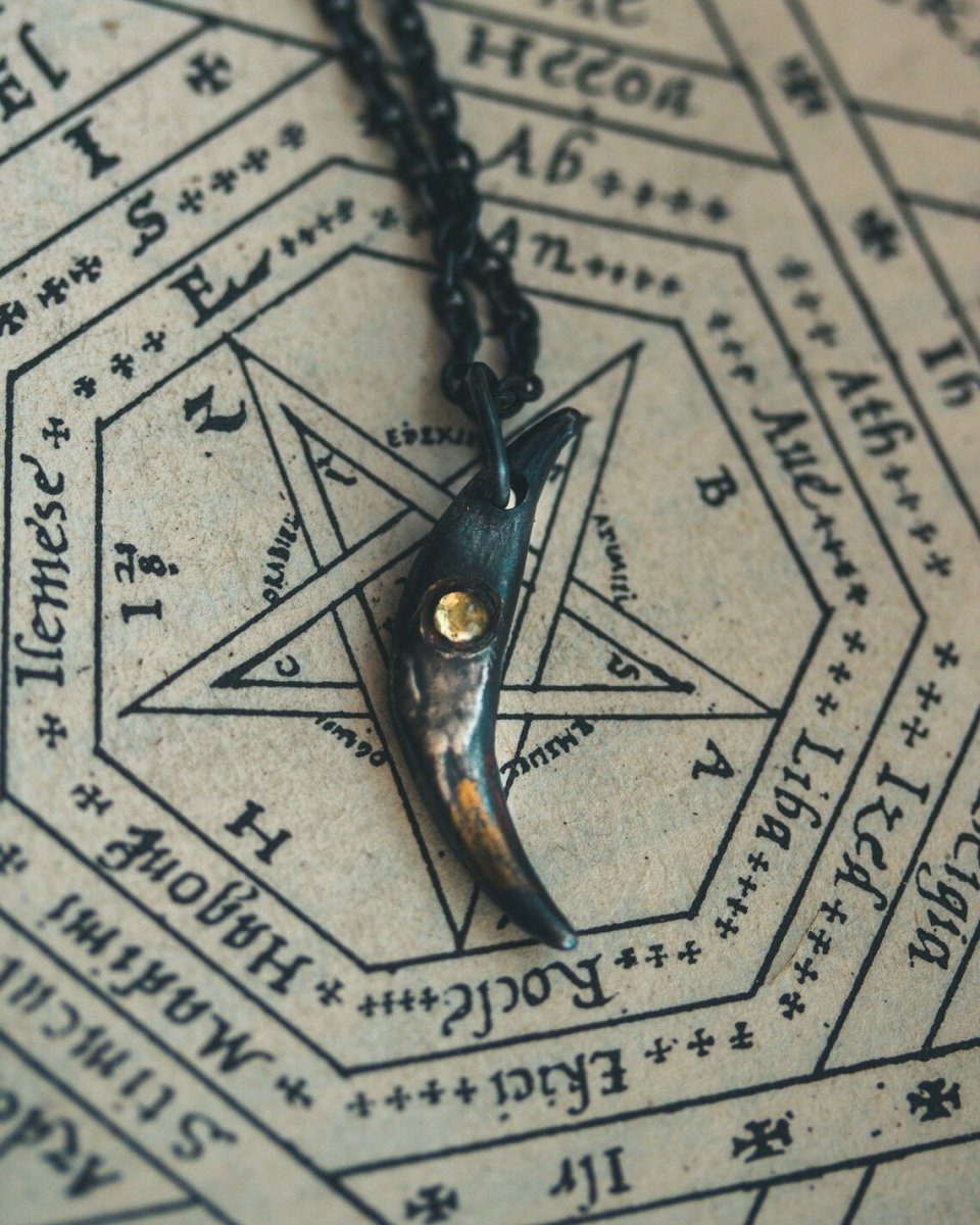 Fox Fang Pendant with Rose - Cut Peridot: A Symbol of Cunning, Growth, and Renewal - Machinations