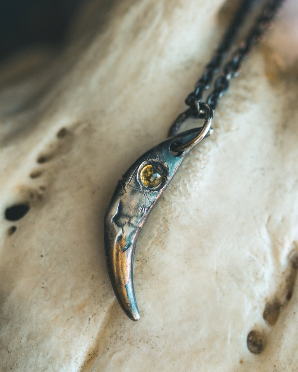 Fox Fang Pendant with Rose - Cut Sphene: A Symbol of Cunning, Clarity, and Transformation - Machinations