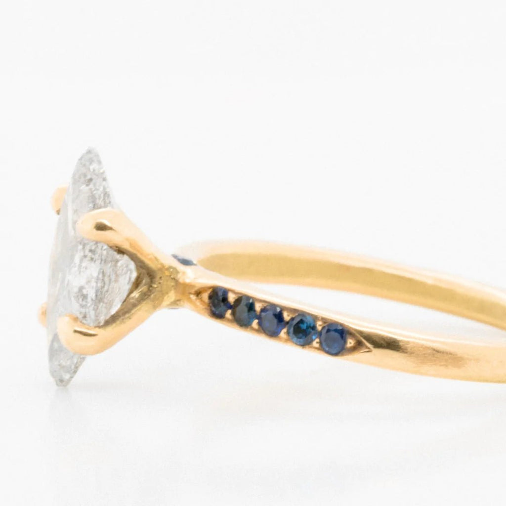 FREYA ENGAGEMENT RING 1.59 CARAT MARQUISE SALT AND PEPPER DIAMOND ENGAGEMENT RING, SETTING, 18K yELLOW GOLD - Machinations