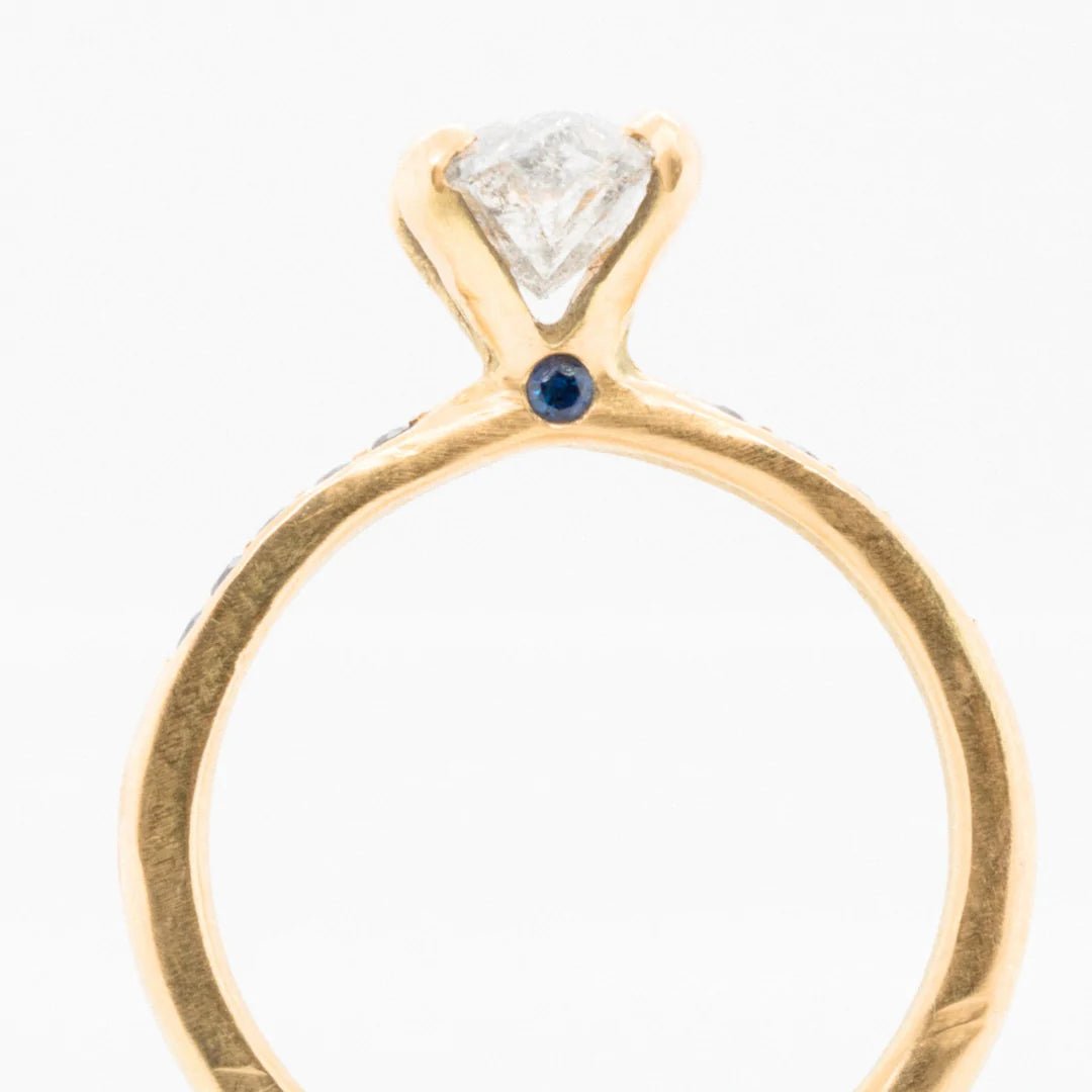 FREYA ENGAGEMENT RING 1.59 CARAT MARQUISE SALT AND PEPPER DIAMOND ENGAGEMENT RING, SETTING, 18K yELLOW GOLD - Machinations