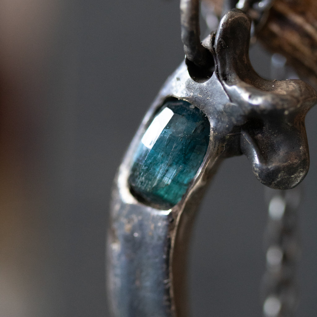 Golden Eagle Talon with Blue Green Tourmaline - Machinations