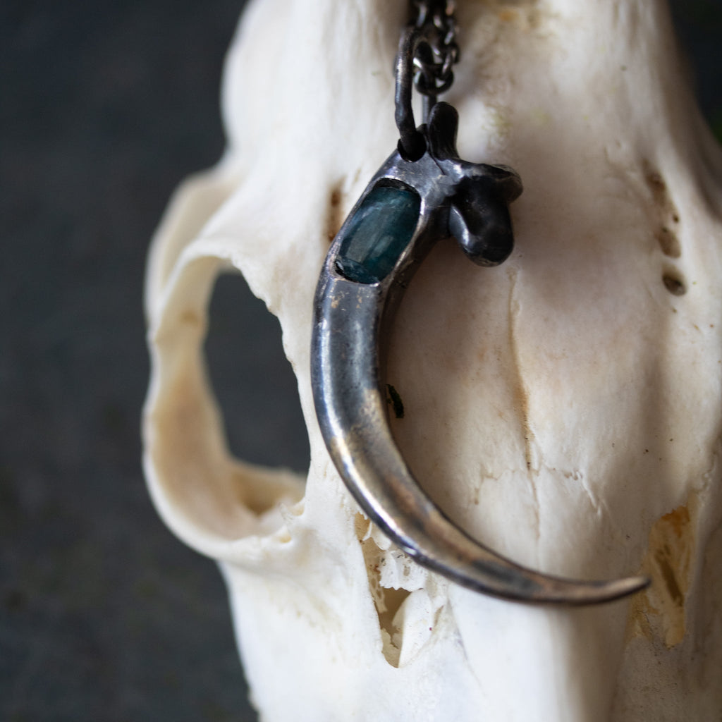 Golden Eagle Talon with Blue Green Tourmaline - Machinations