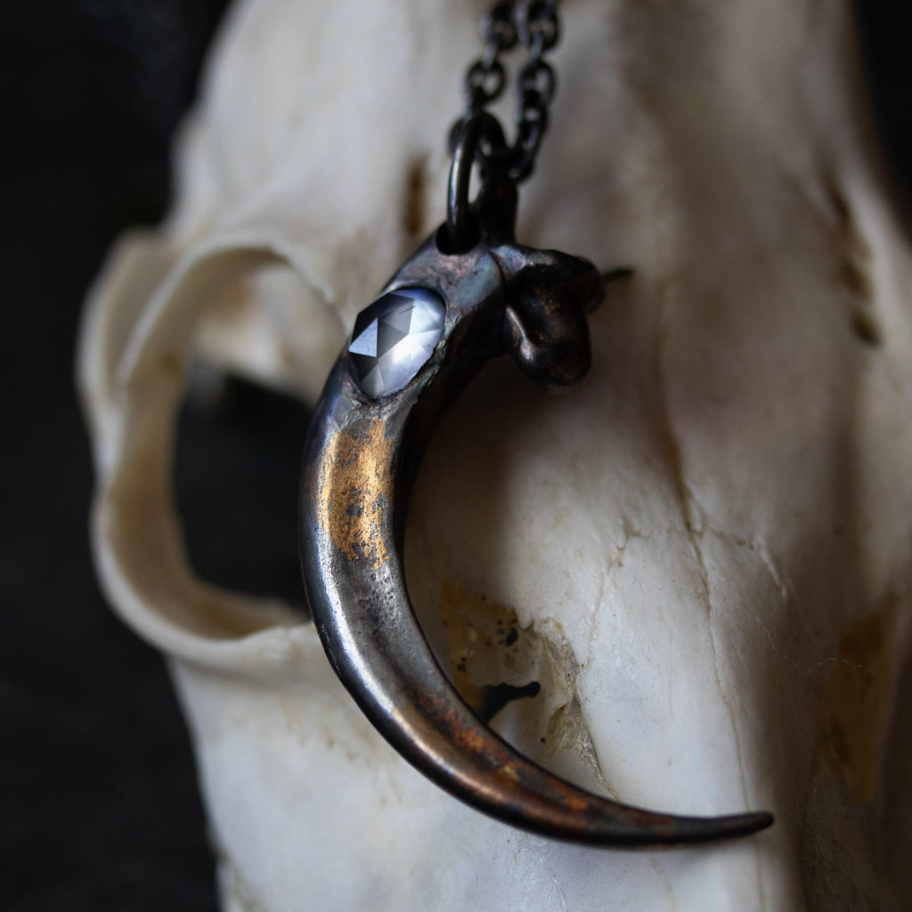 Golden Eagle Talon with Rose cute Rainbow Moonstone - Machinations