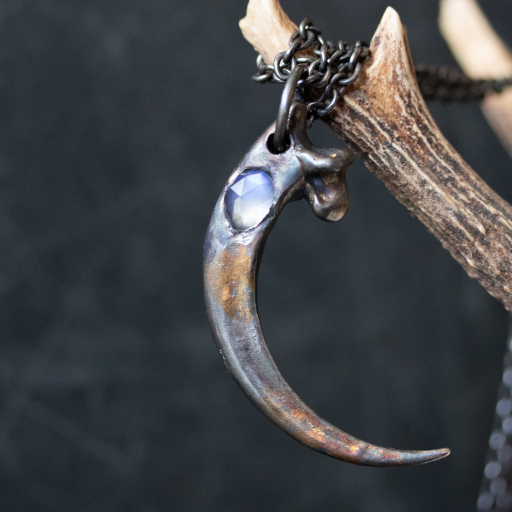 Golden Eagle Talon with Rose cute Rainbow Moonstone - Machinations
