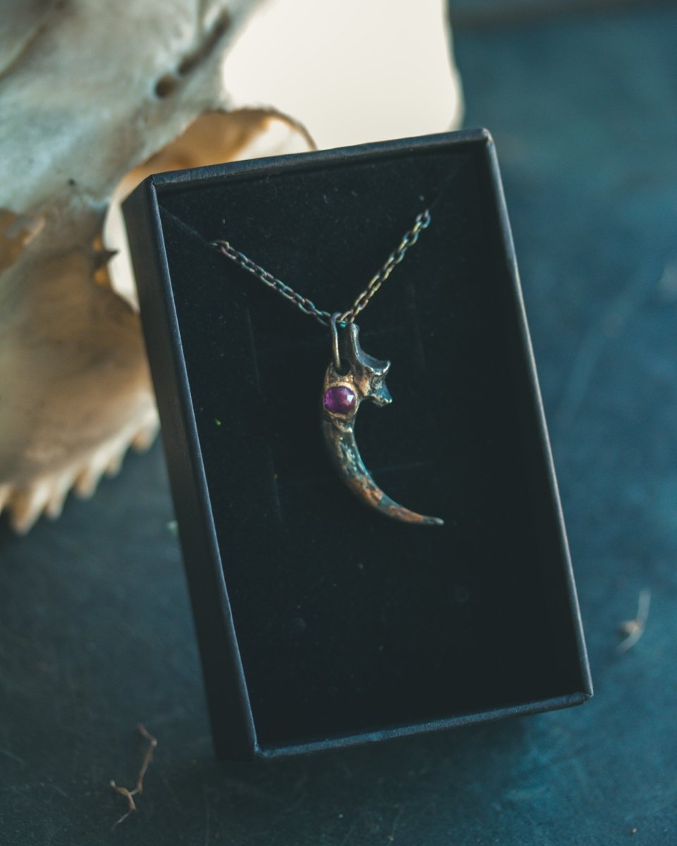 Great Horned Owl Talon Pendant with Amethyst: A Symbol of Wisdom and Power - Machinations