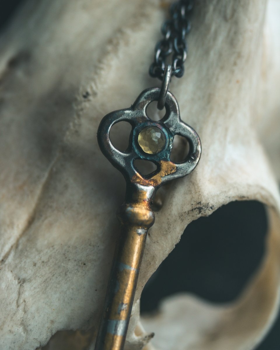 Hekate’s Crossroads Key with Peridot – Ready to Ship Talisman of Guidance, Transformation, and Inner Growth - Machinations
