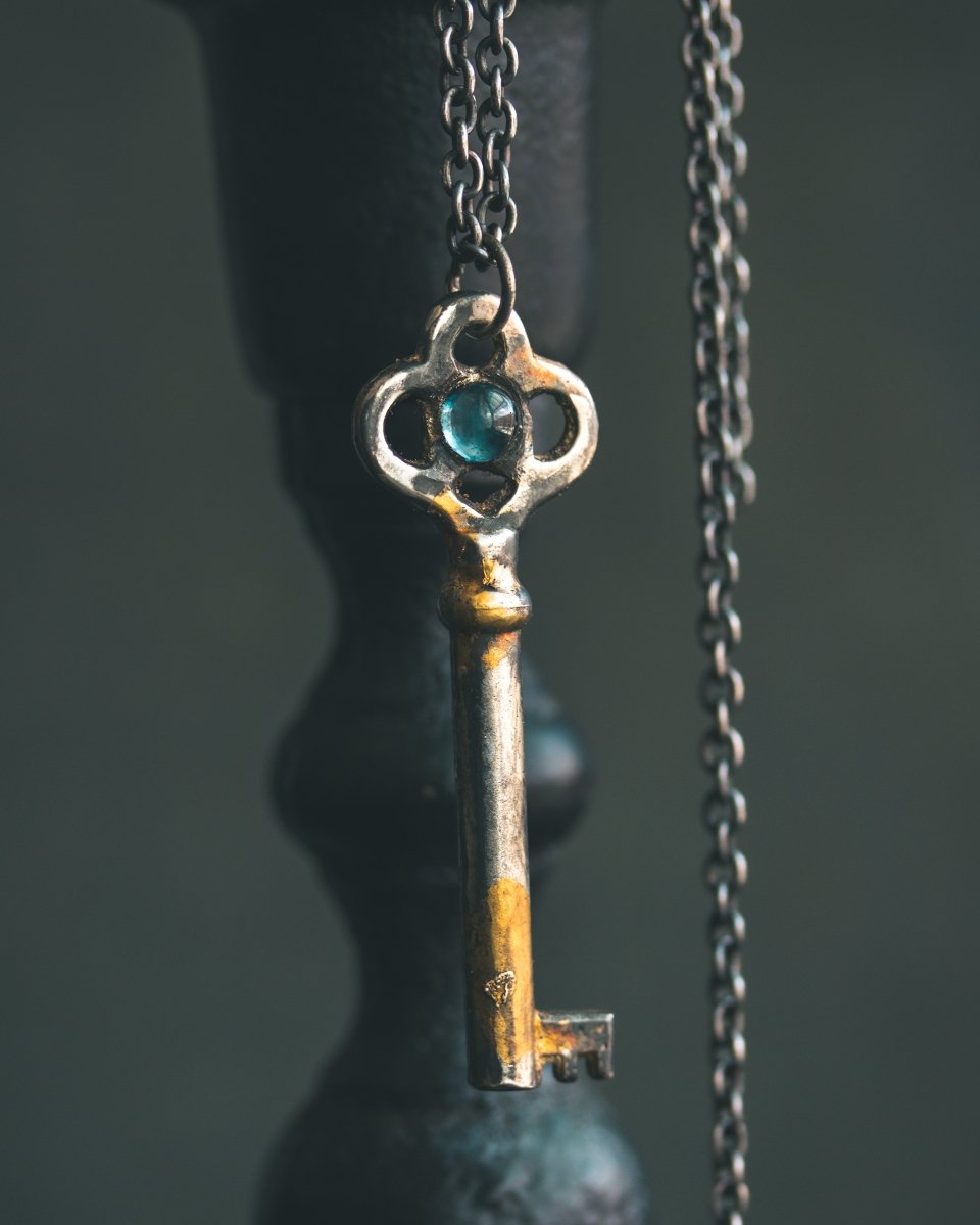 Hekate's Key Pendant with London Blue Topaz: Embrace Transformation and Inner Clarity - Machinations