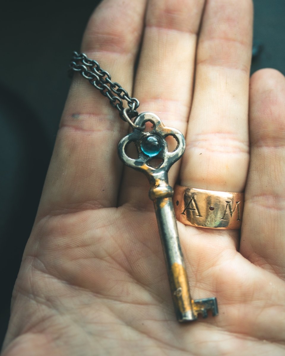 Hekate's Key Pendant with London Blue Topaz: Embrace Transformation and Inner Clarity - Machinations