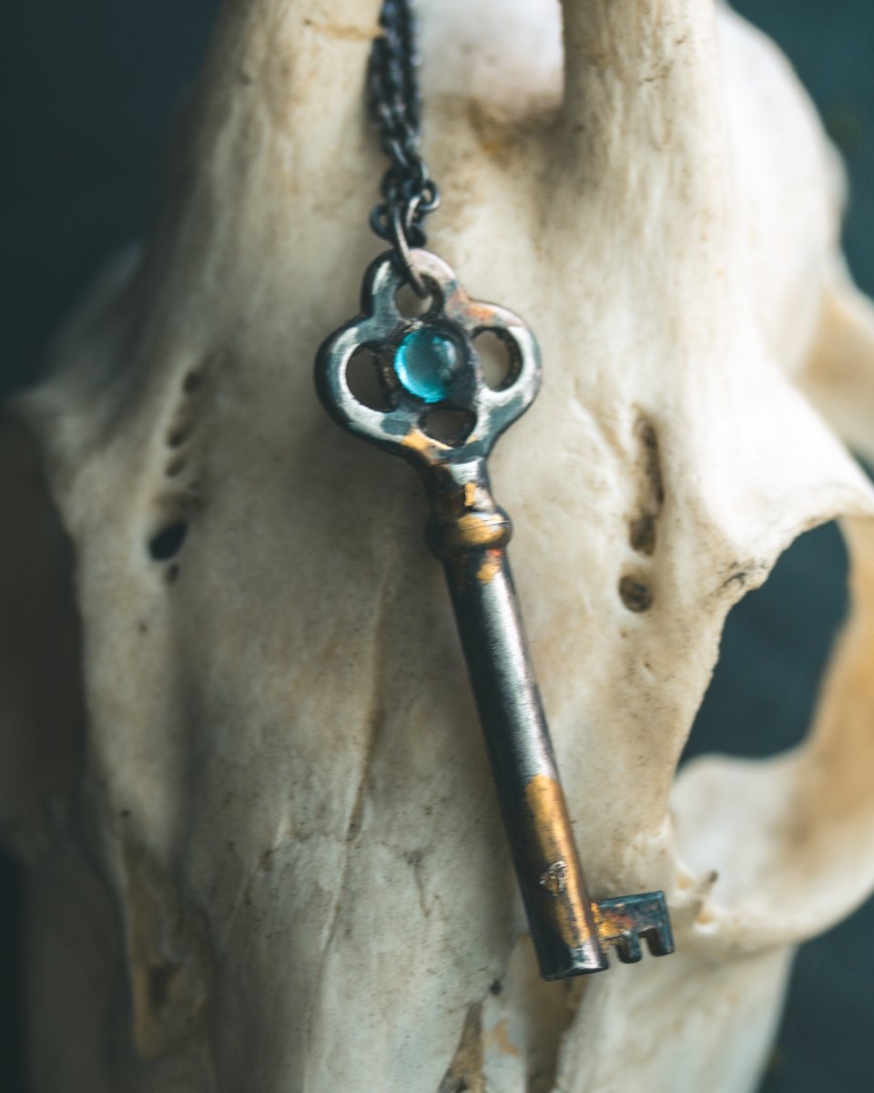 Hekate's Key Pendant with London Blue Topaz: Embrace Transformation and Inner Clarity - Machinations