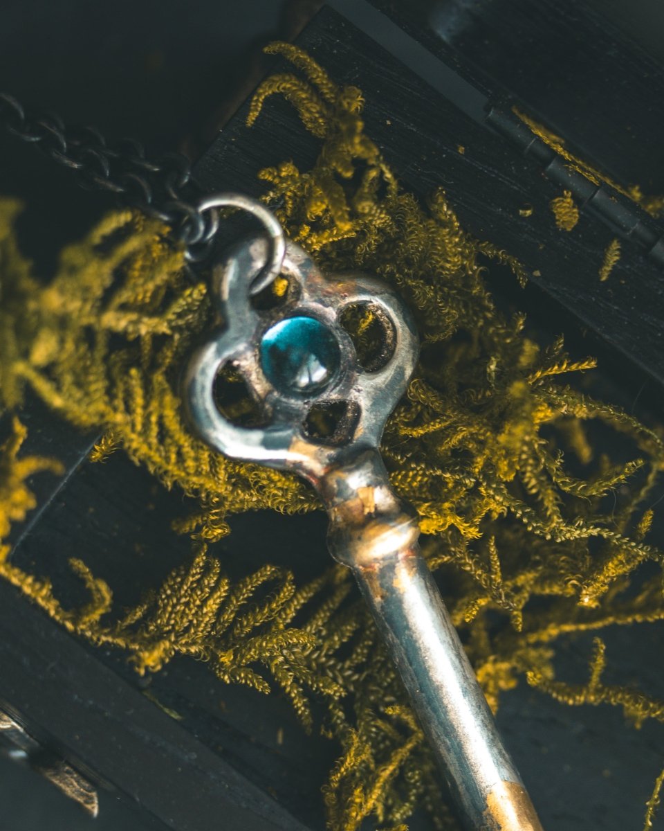 Hekate's Key Pendant with London Blue Topaz: Embrace Transformation and Inner Clarity - Machinations