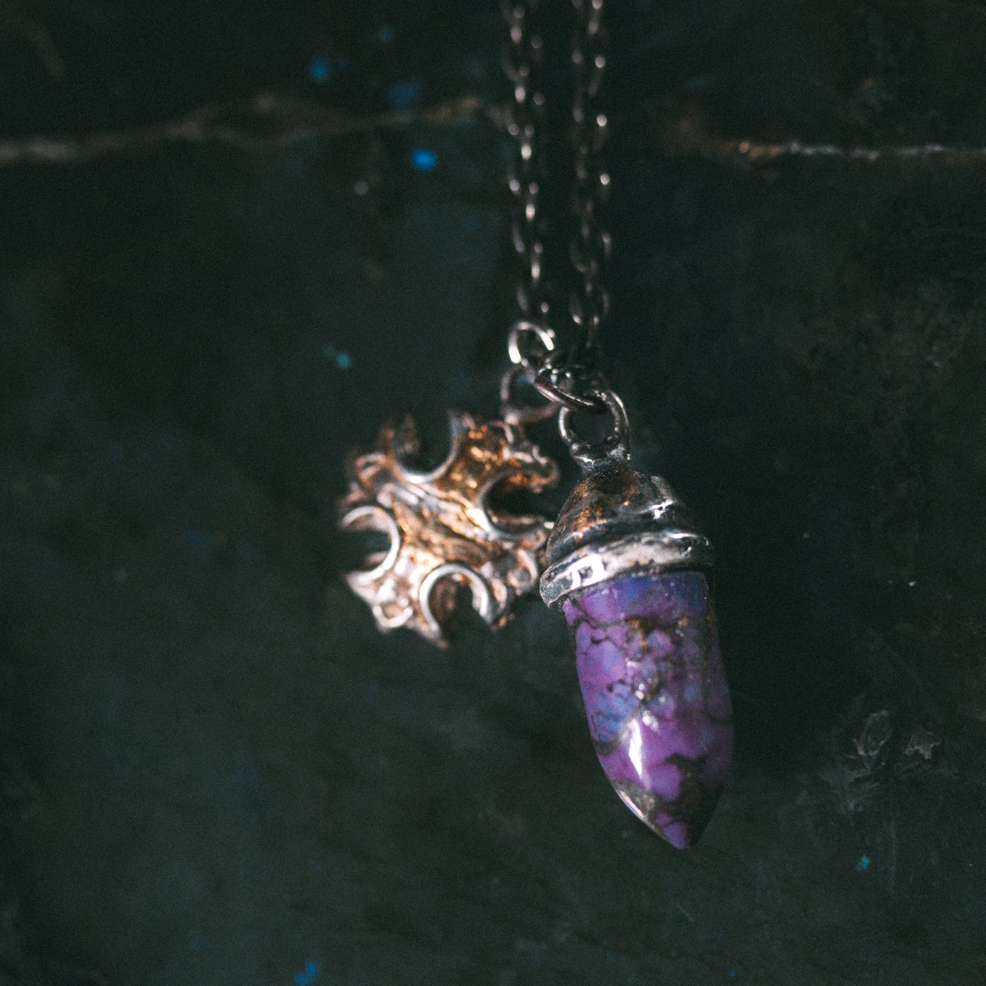 Knight Amulet Copper Purple Turquoise - Machinations