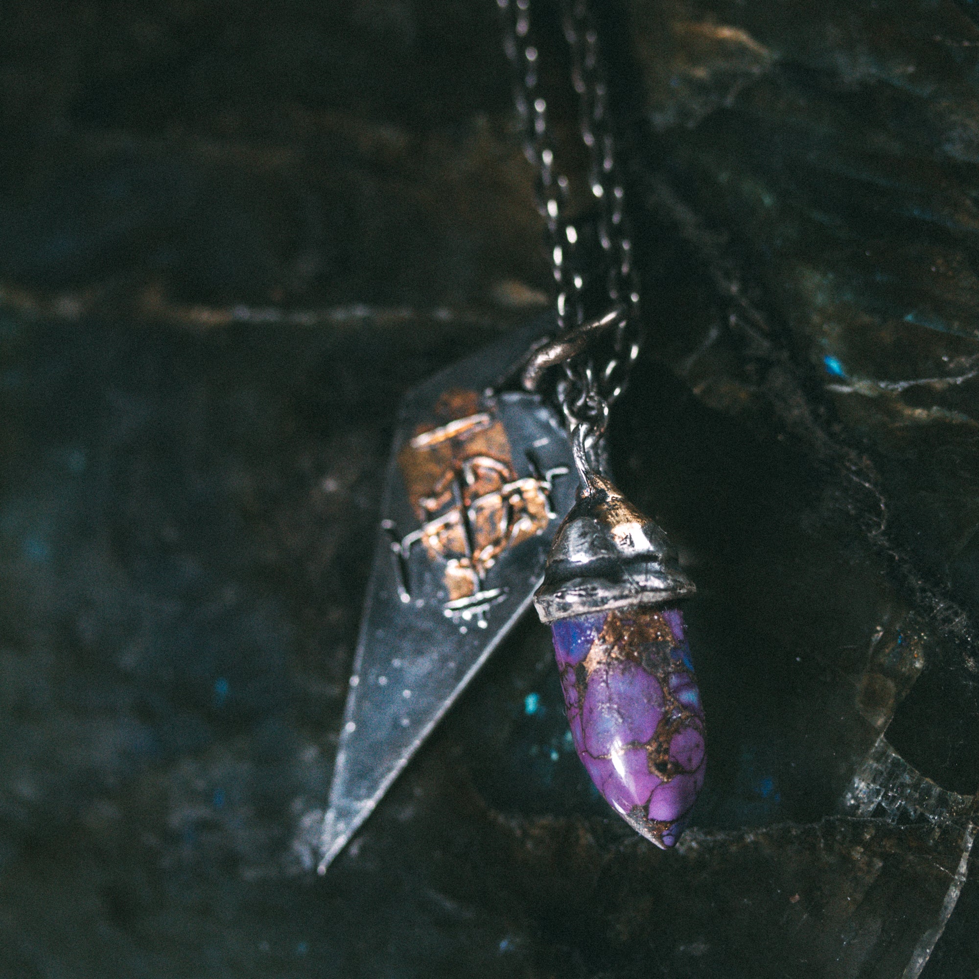 Knight Amulet Copper Purple Turquoise - Machinations