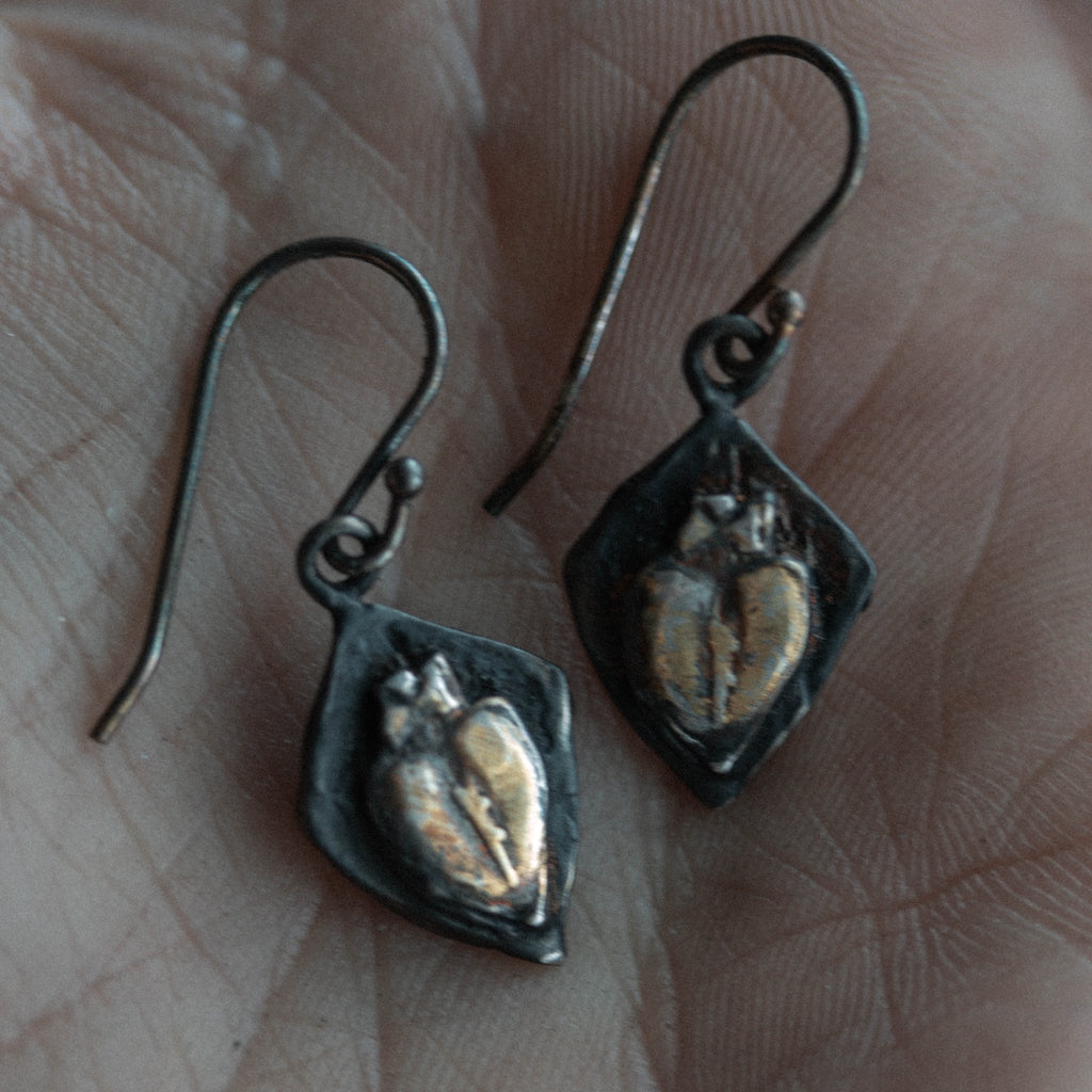 Knight Amulet Stabbed Heart Earrings - Machinations