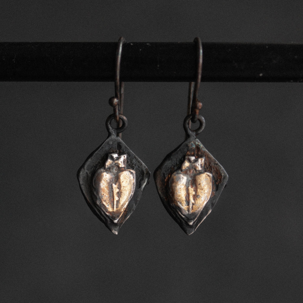 Knight Amulet Stabbed Heart Earrings - Machinations