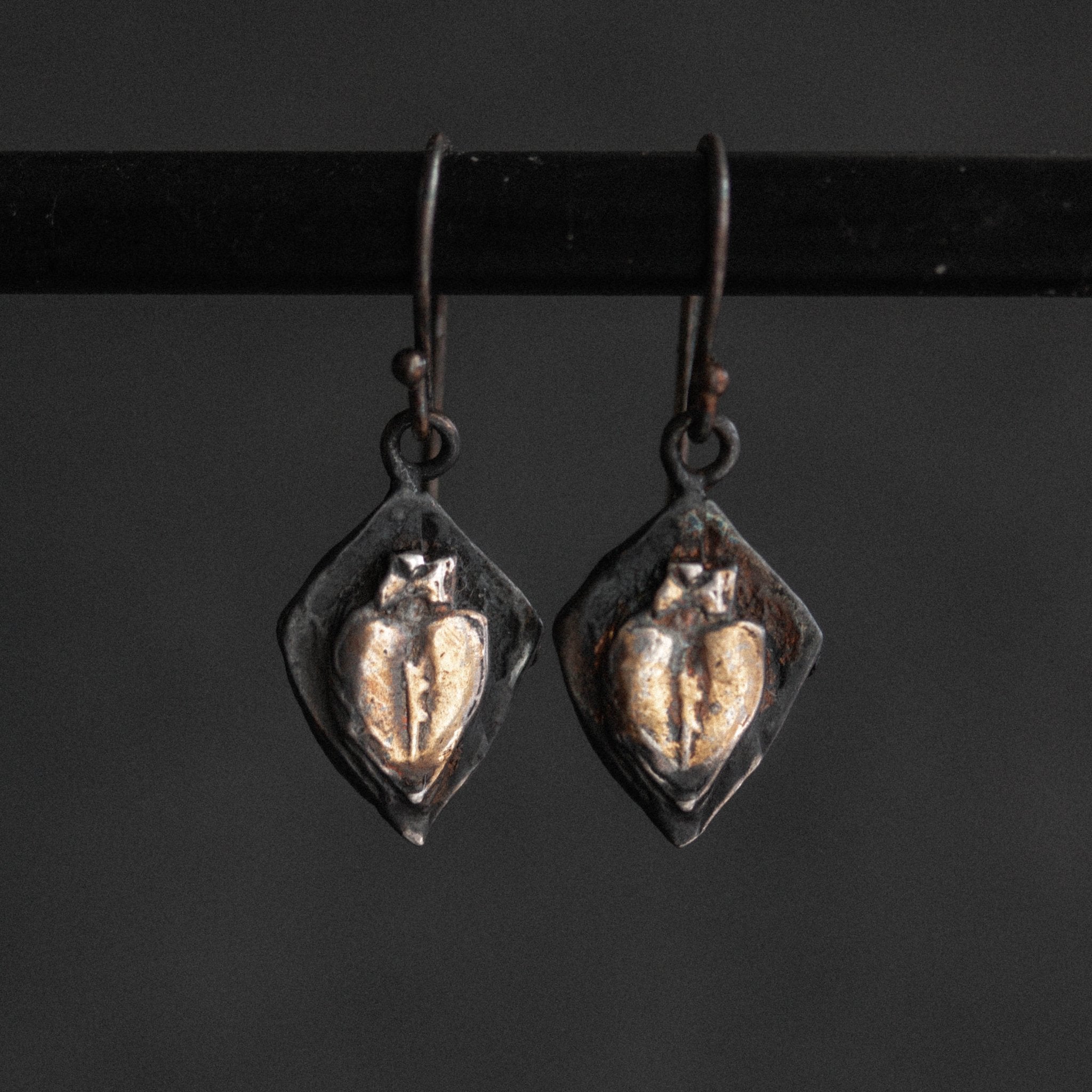 Knight Amulet Stabbed Heart Earrings - Machinations