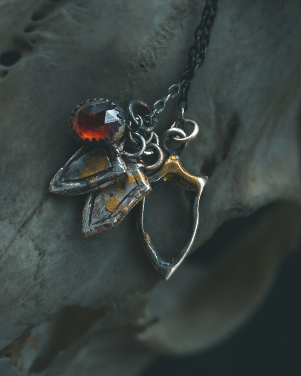 Knights Collection - Heraldic Emblem Shield Charm | Sterling Silver & 23.5K Gold | Noble Coat of Arms Pendant - Machinations