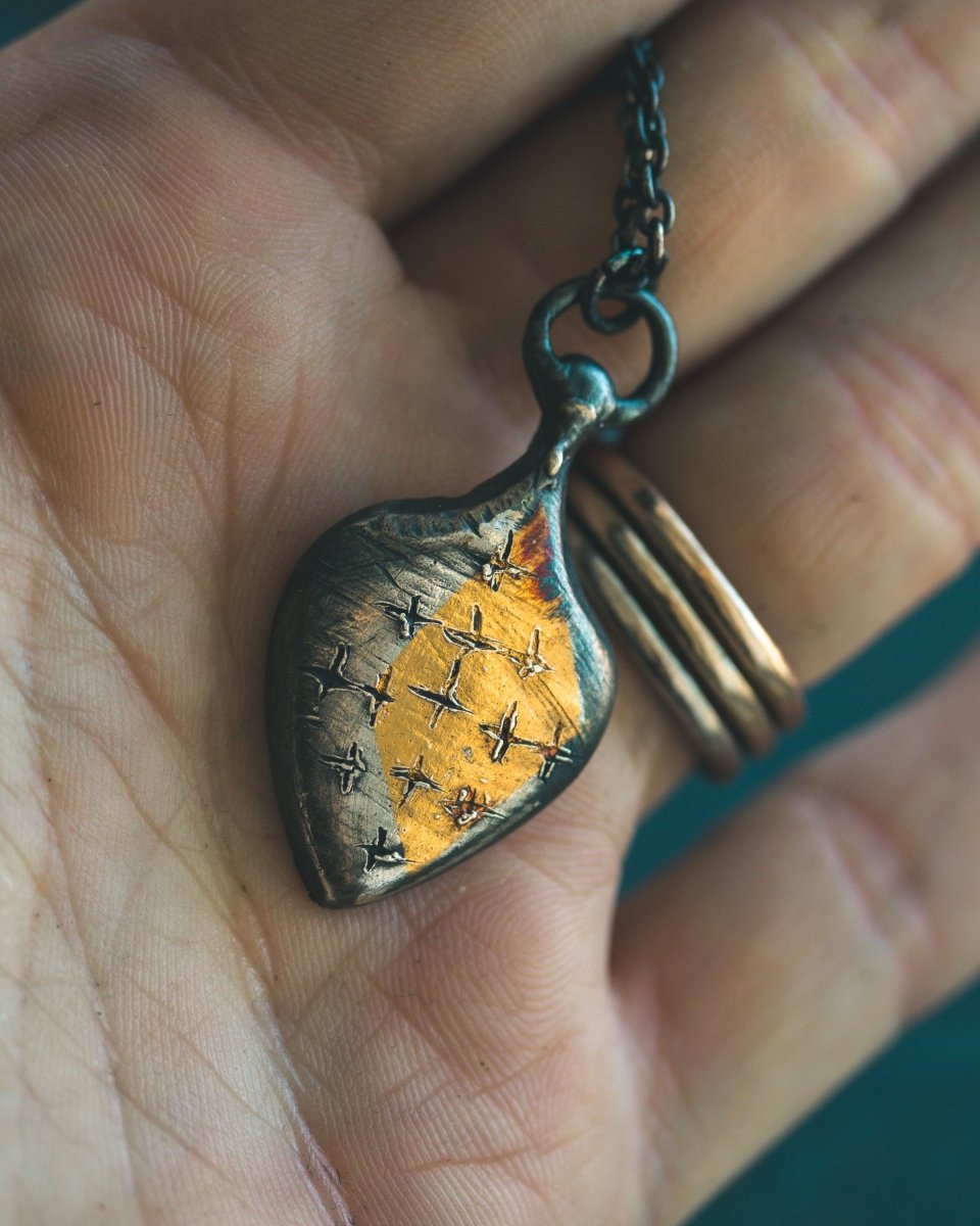 Limited Edition Pilgrim’s Cross Amulet: Handcrafted in Sterling Silver with 23.5K Gold Accents - Machinations