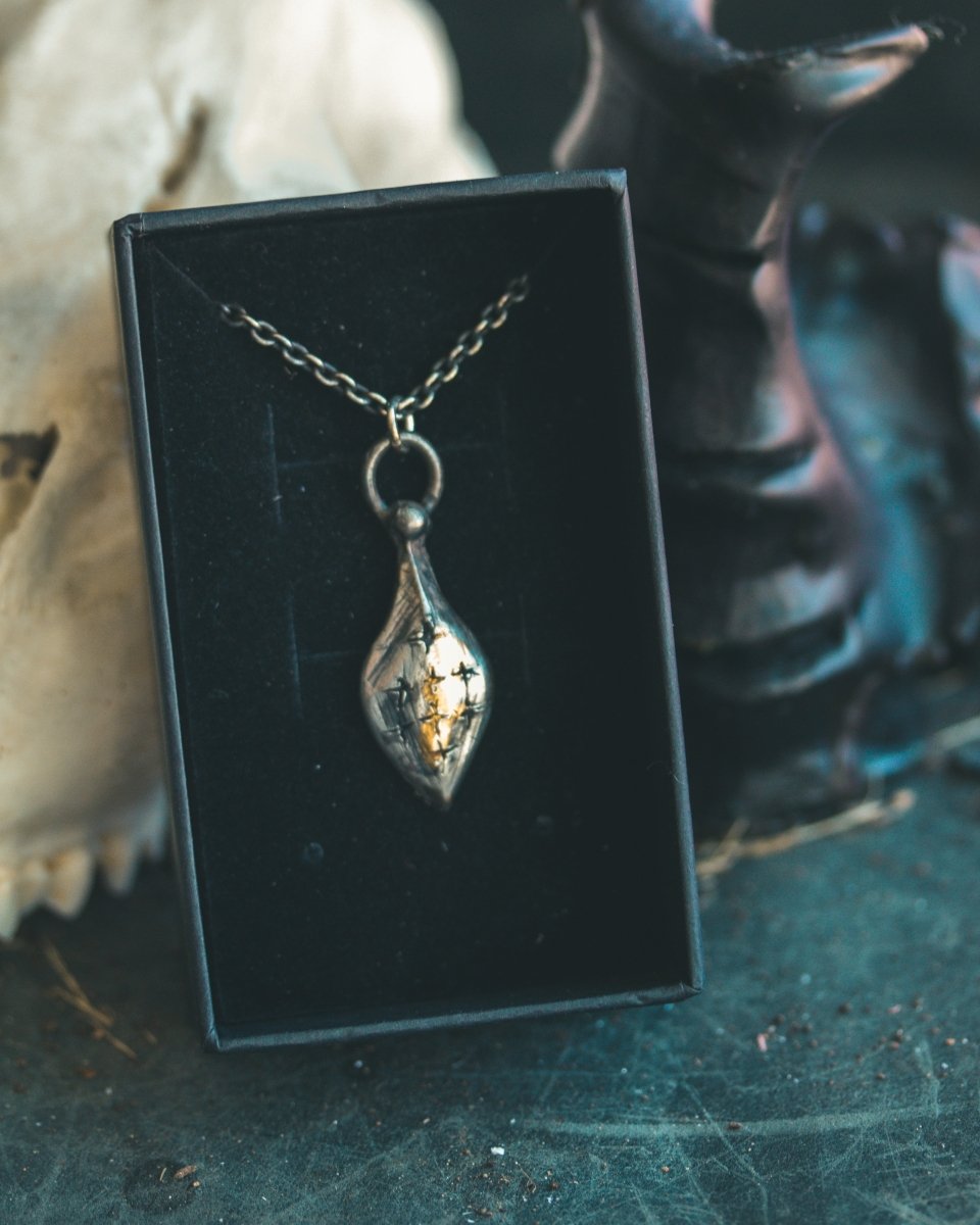 Limited Edition Pilgrim’s Cross Amulet: Handcrafted in Sterling Silver with 23.5K Gold Accents - Machinations