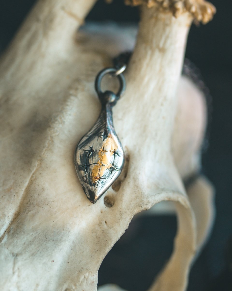 Limited Edition Pilgrim’s Cross Amulet: Handcrafted in Sterling Silver with 23.5K Gold Accents - Machinations