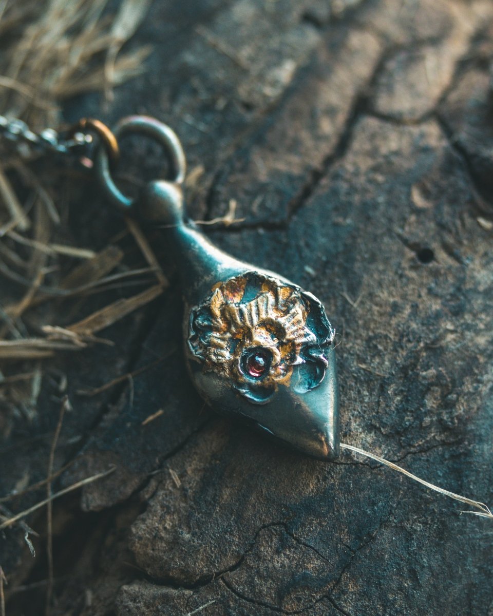 Limited Edition Rose of Death Tarot Amulet with Almandine Garnet - Machinations
