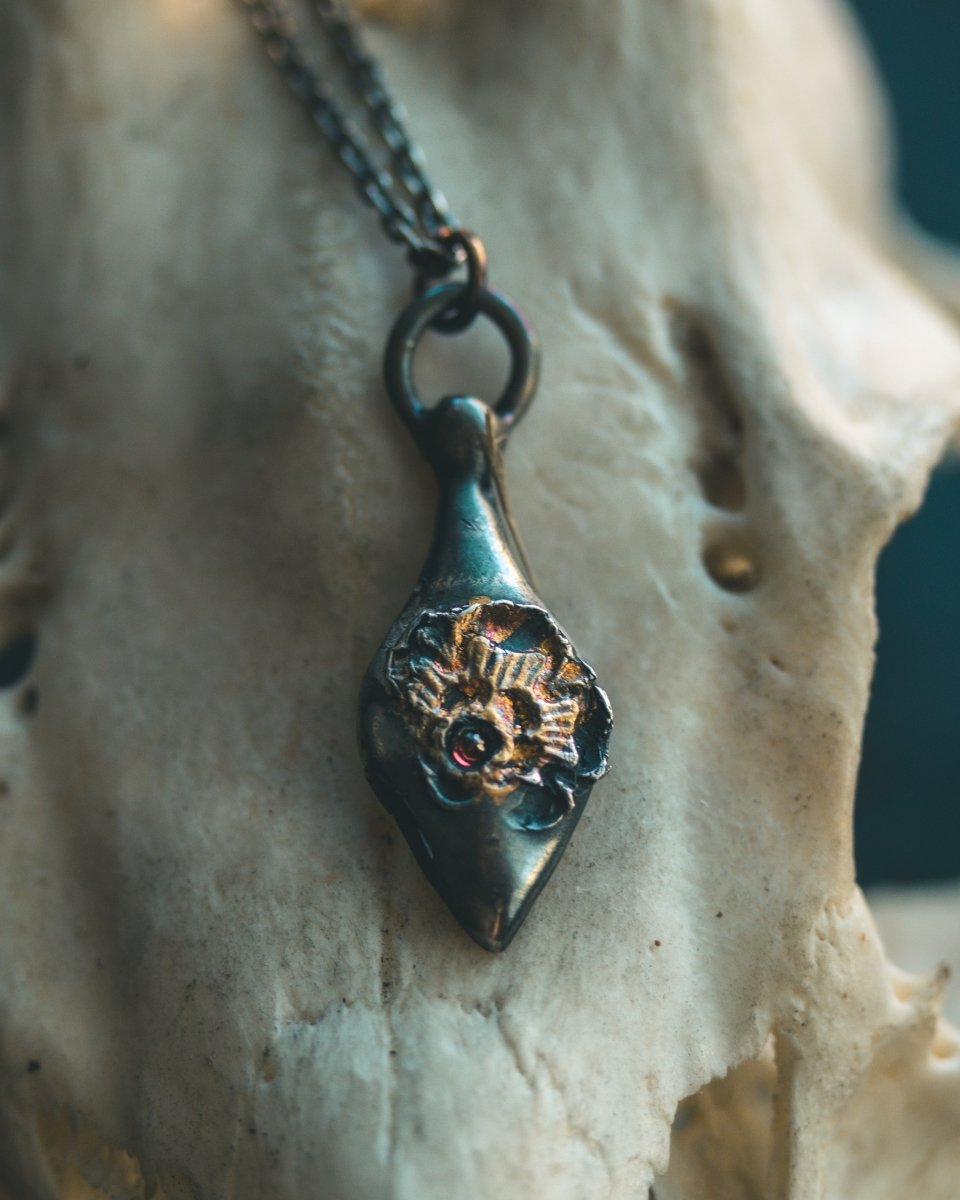 Limited Edition Rose of Death Tarot Amulet with Almandine Garnet - Machinations