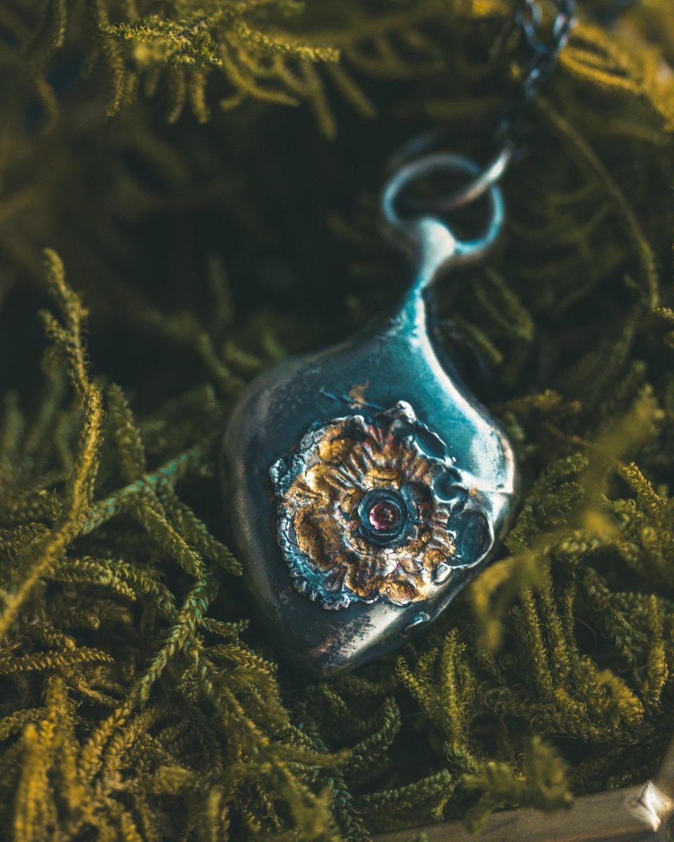 Limited Edition Rose of Death Tarot Amulet with Almandine Garnet - Machinations