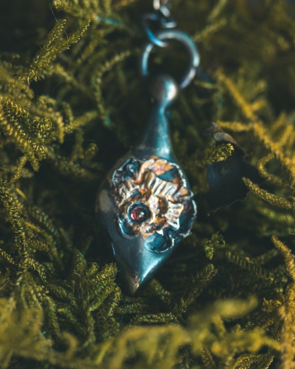 Limited Edition Rose of Death Tarot Amulet with Almandine Garnet - Machinations
