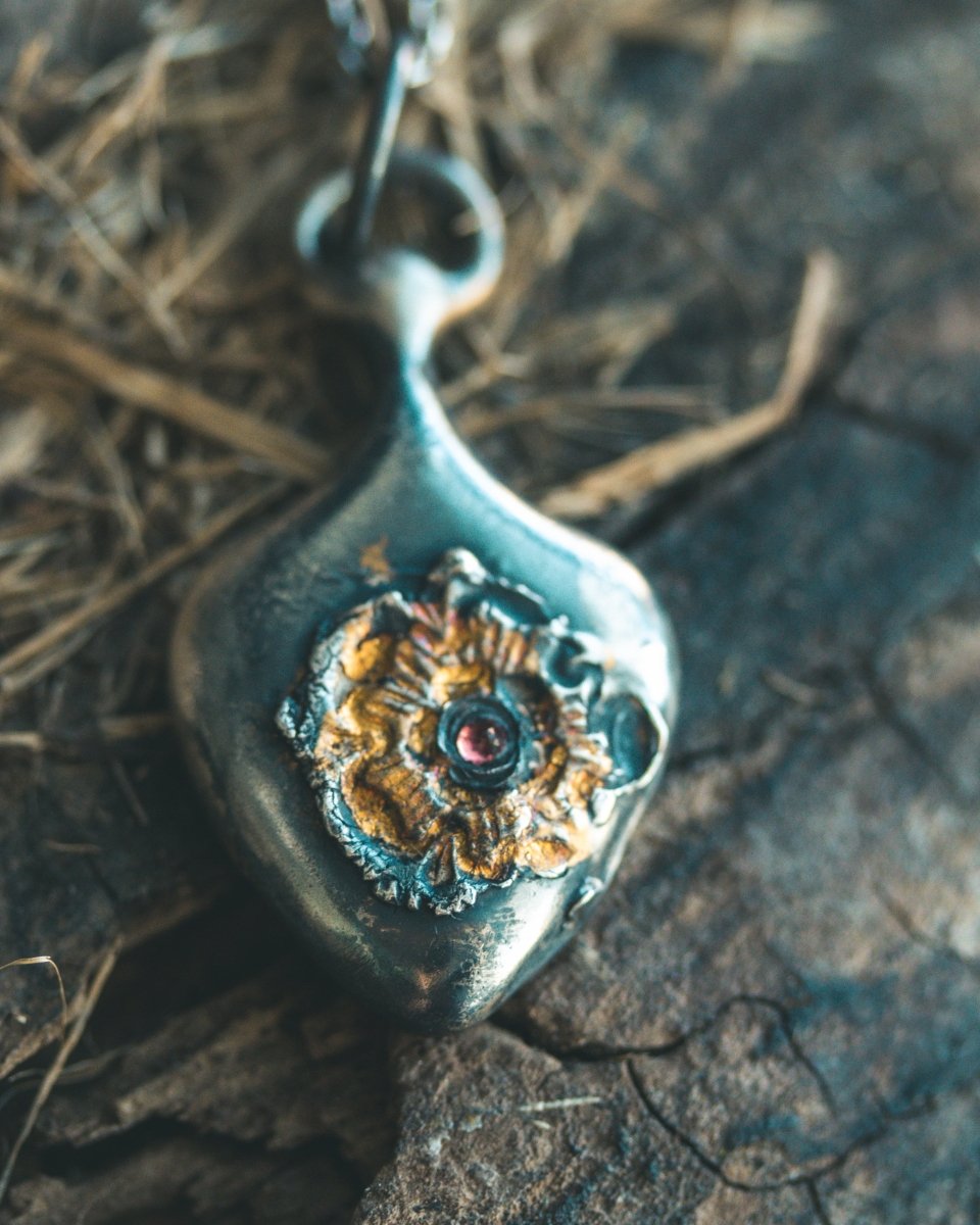 Limited Edition Rose of Death Tarot Amulet with Almandine Garnet - Machinations