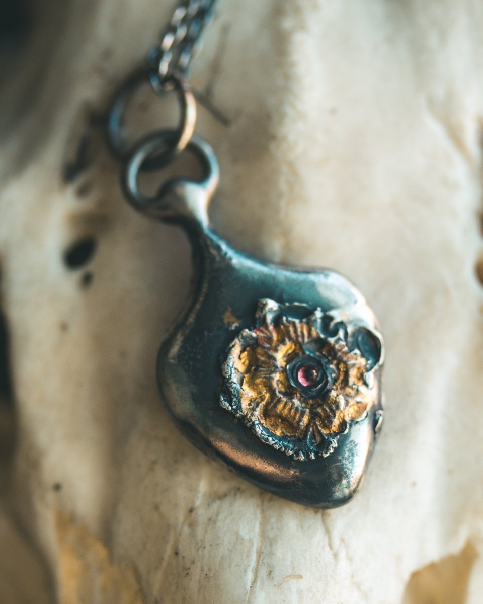 Limited Edition Rose of Death Tarot Amulet with Almandine Garnet - Machinations