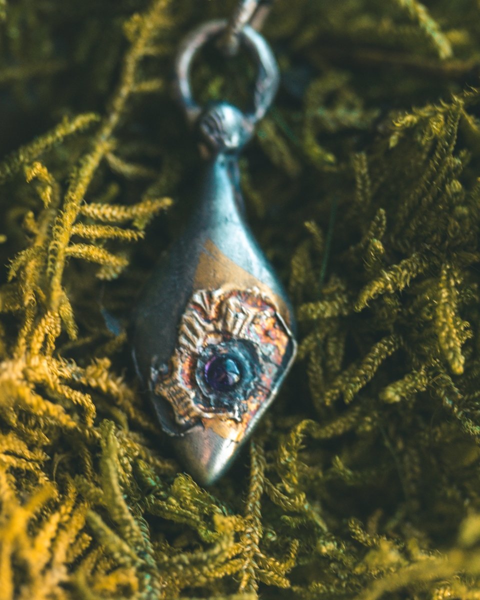 Limited Edition Rose of Death Tarot Amulet with Amethyst - Machinations