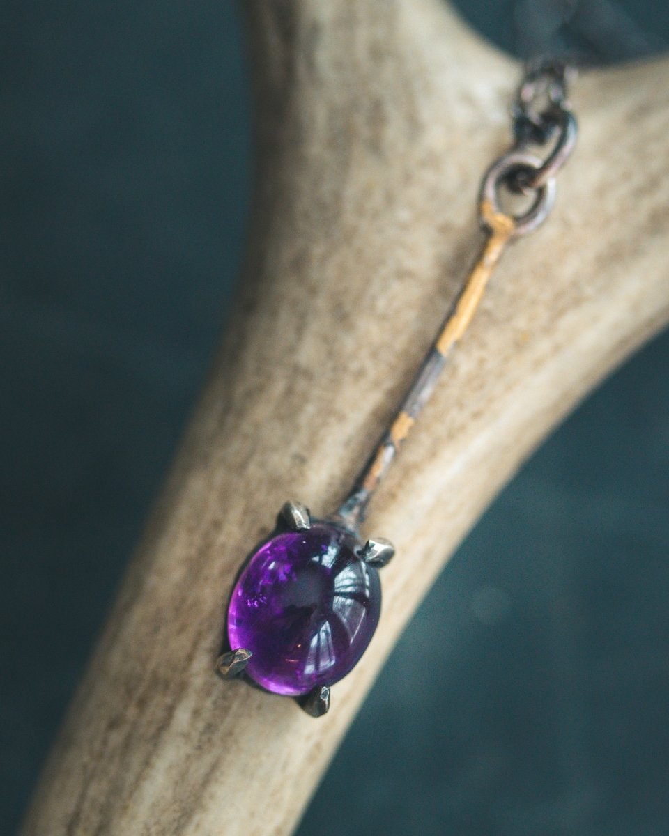 Meteromance Amethyst Charm | Sterling Silver | Dual - Purpose Divination Pendulum & Pendant - Machinations