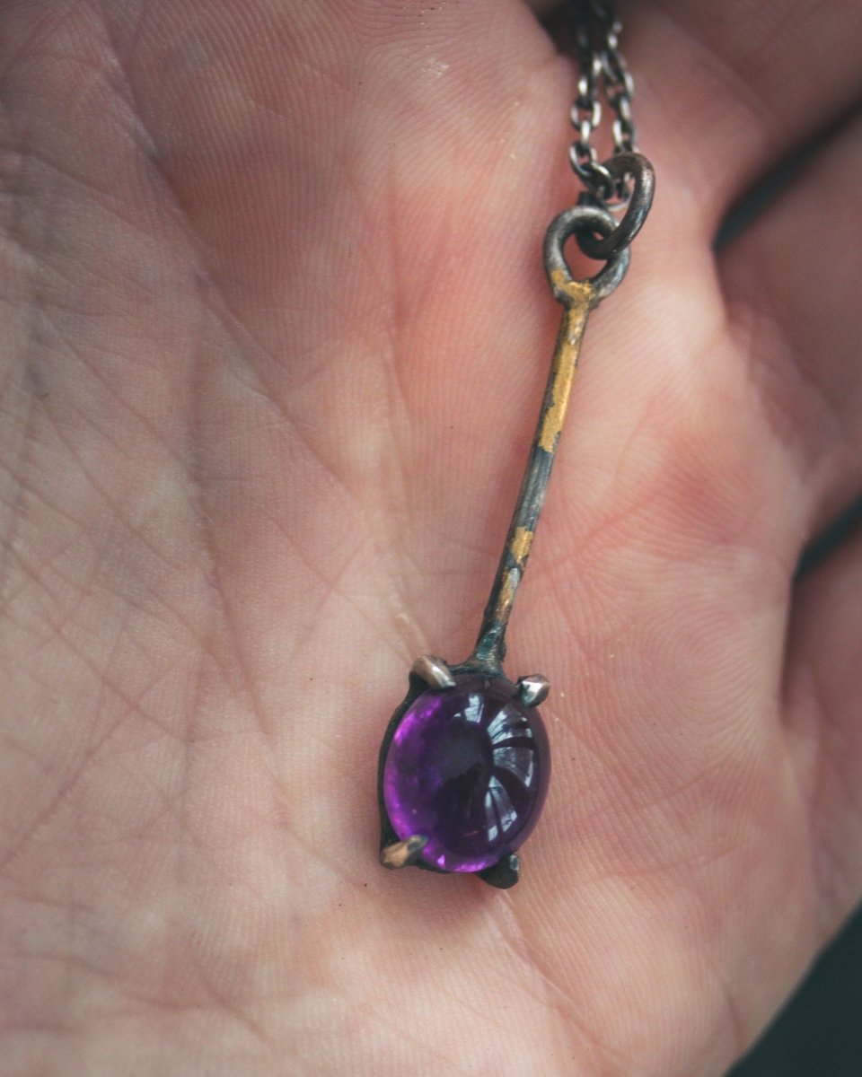 Meteromance Amethyst Charm | Sterling Silver | Dual - Purpose Divination Pendulum & Pendant - Machinations