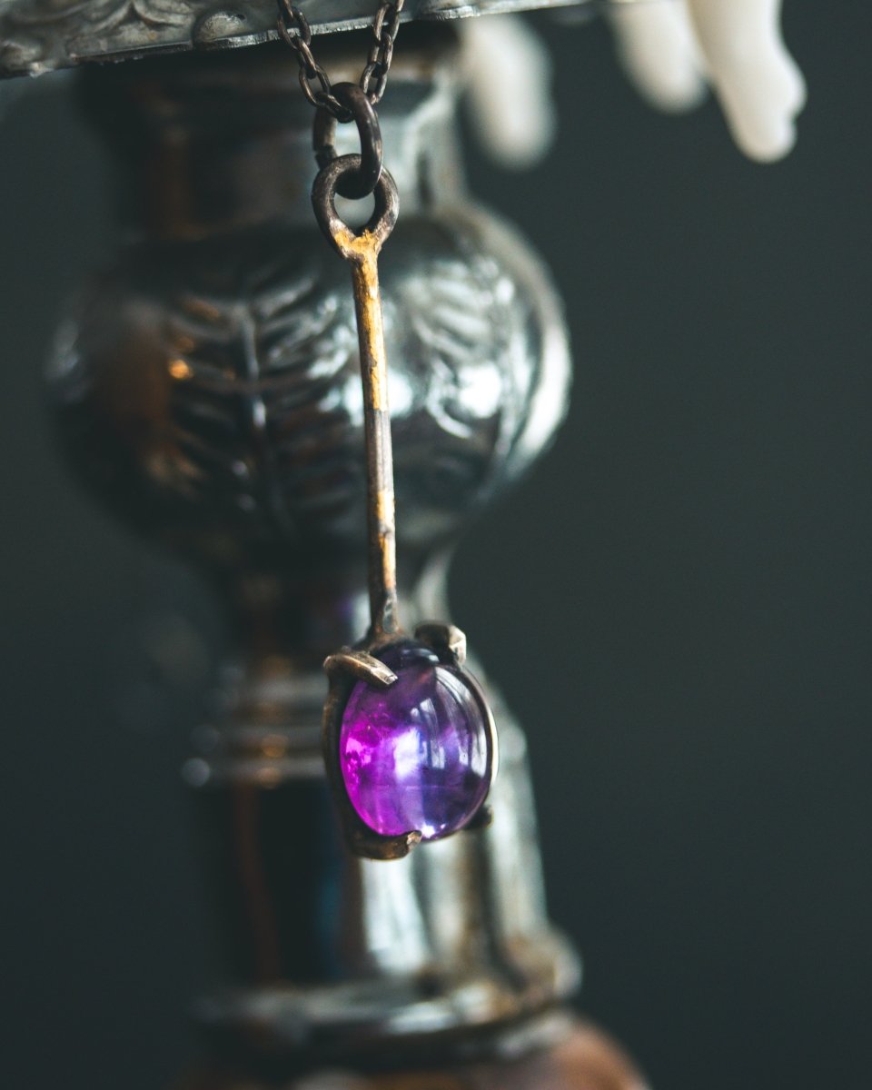 Meteromance Amethyst Charm | Sterling Silver | Dual - Purpose Divination Pendulum & Pendant - Machinations