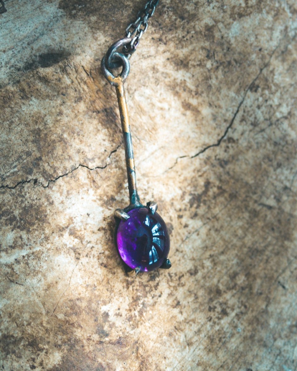 Meteromance Amethyst Charm | Sterling Silver | Dual - Purpose Divination Pendulum & Pendant - Machinations