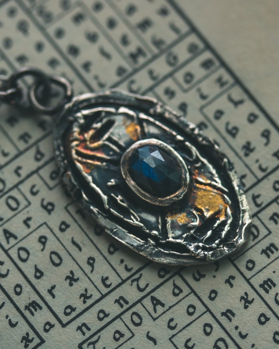 Nordic Talisman Black Labradorite Amulet: A Gateway to Ancestral Magic and Hidden Realms - Machinations
