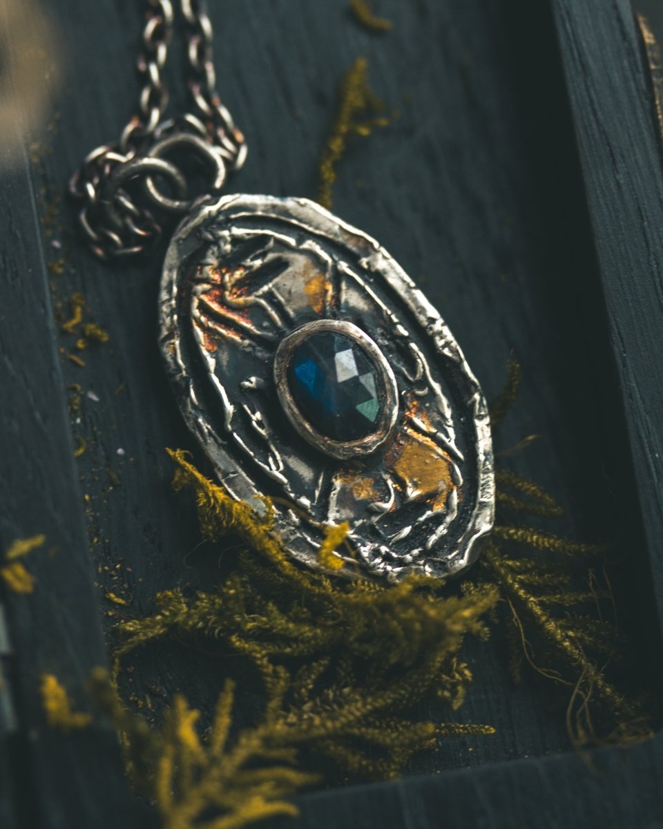 Nordic Talisman Black Labradorite Amulet: A Gateway to Ancestral Magic and Hidden Realms - Machinations