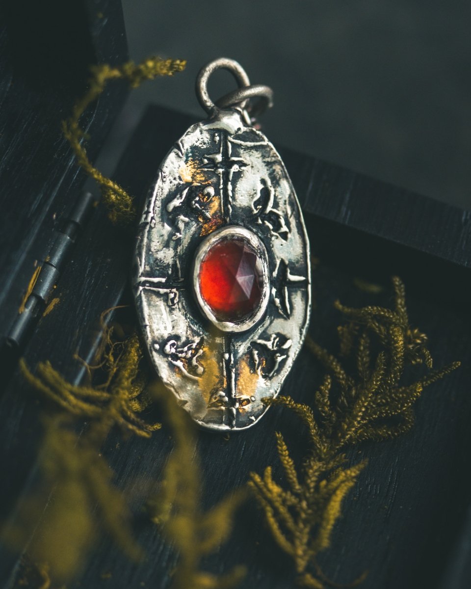 Nordic Talisman Hessonite Garnet Amulet: A Gateway to Ancestral Creativity and Manifestation Fire - Machinations