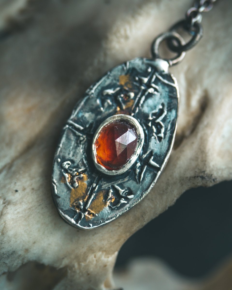 Nordic Talisman Hessonite Garnet Amulet: A Gateway to Ancestral Creativity and Manifestation Fire - Machinations