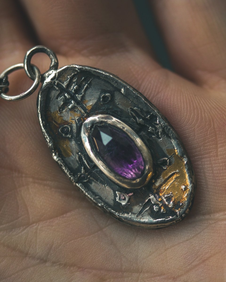 Nordic Talisman Rose - Cut Amethyst Amulet: A Gateway to Ancestral Wisdom and Divine Protection - Machinations