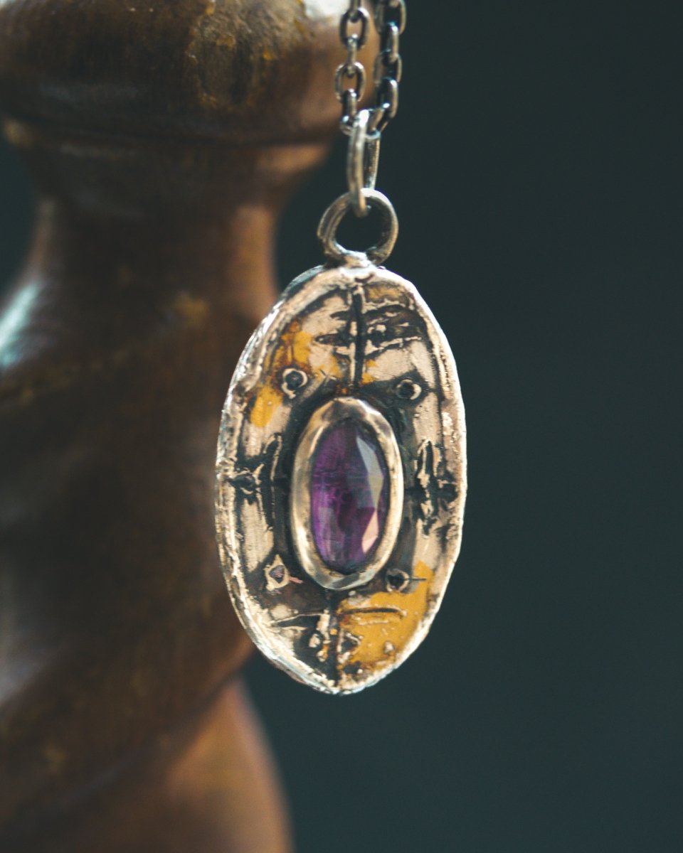 Nordic Talisman Rose - Cut Amethyst Amulet: A Gateway to Ancestral Wisdom and Divine Protection - Machinations