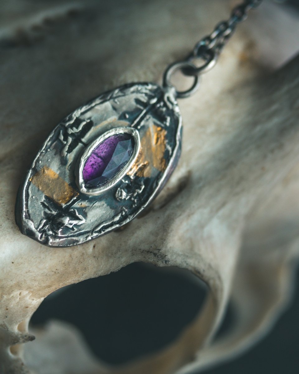 Nordic Talisman Rose - Cut Amethyst Amulet: A Gateway to Ancestral Wisdom and Divine Protection - Machinations