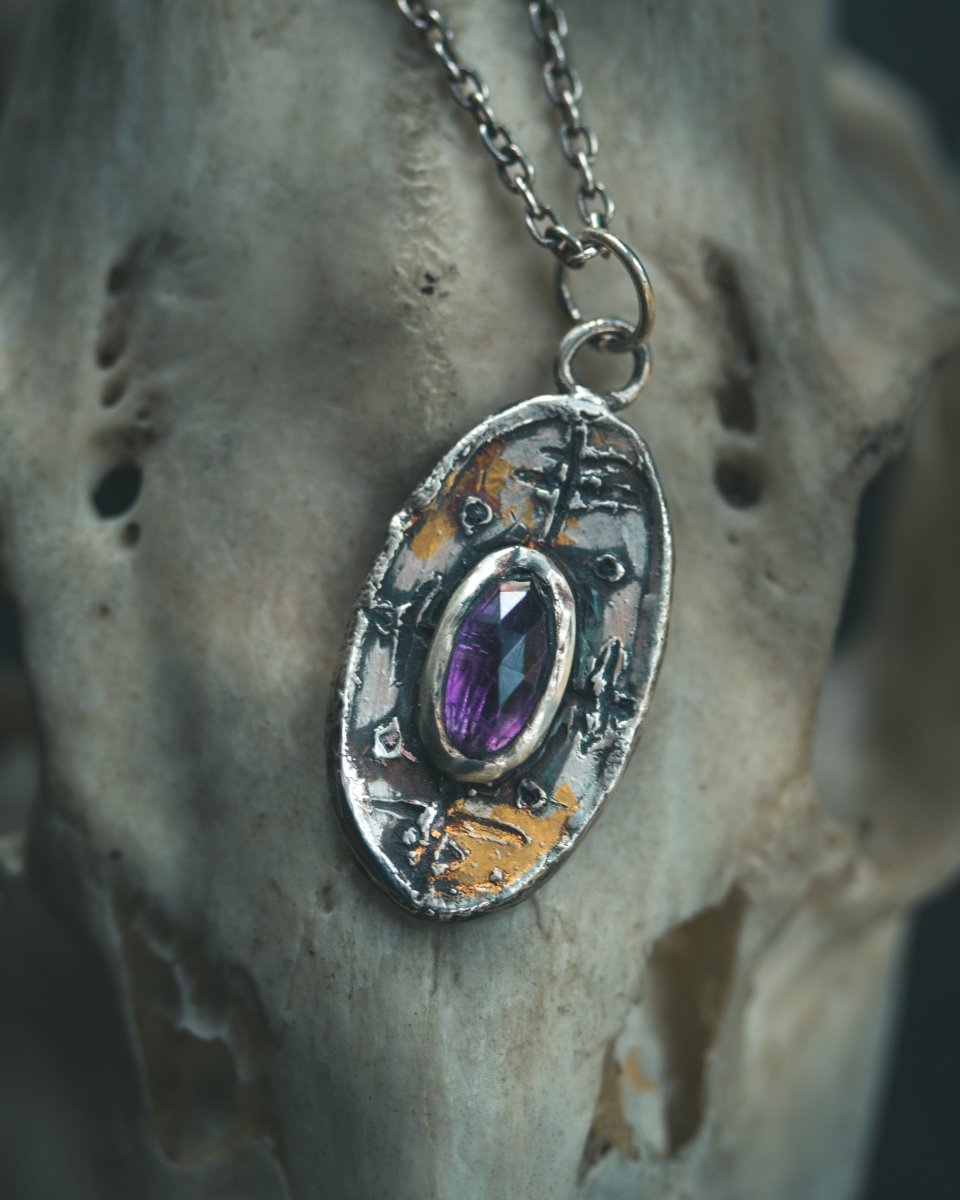 Nordic Talisman Rose - Cut Amethyst Amulet: A Gateway to Ancestral Wisdom and Divine Protection - Machinations
