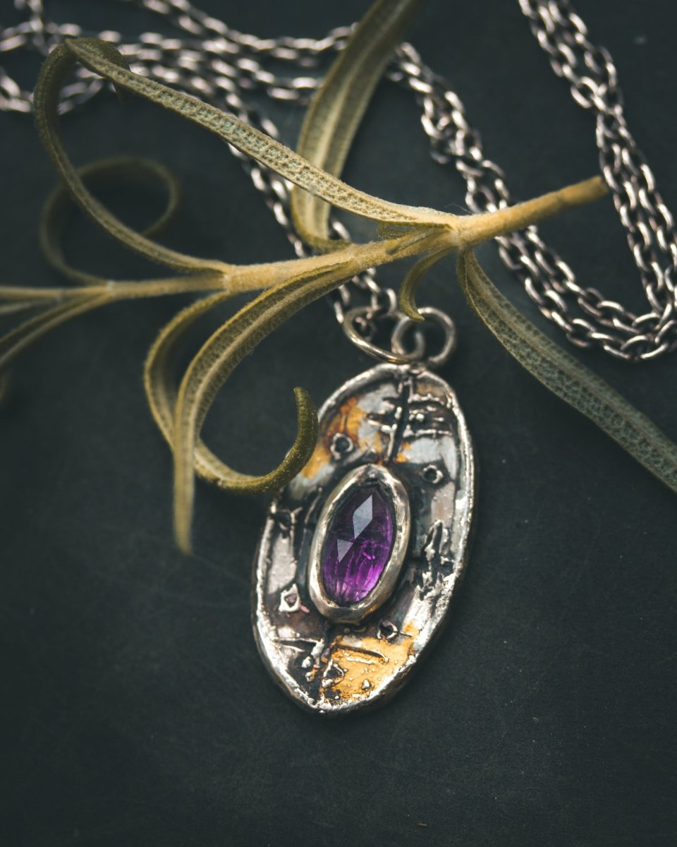 Nordic Talisman Rose - Cut Amethyst Amulet: A Gateway to Ancestral Wisdom and Divine Protection - Machinations