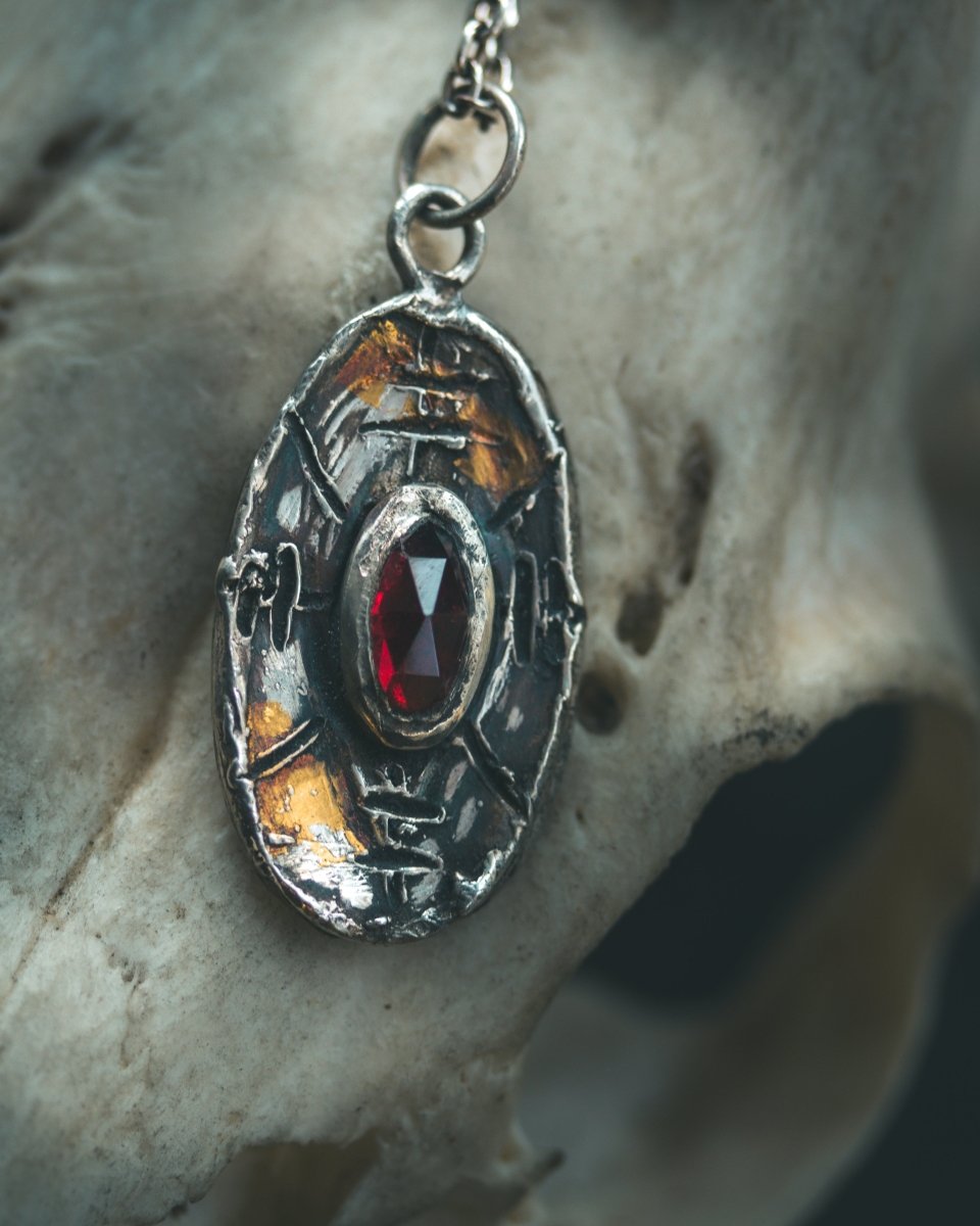 Nordic Talisman Rose - Cut Garnet Amulet: A Gateway to Ancestral Power and Warrior's Fire - Machinations