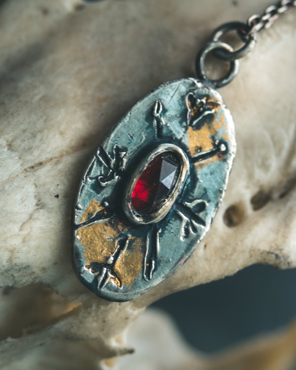 Nordic Talisman Rose - Cut Garnet Amulet: A Gateway to Ancestral Power and Warrior's Fire - Machinations