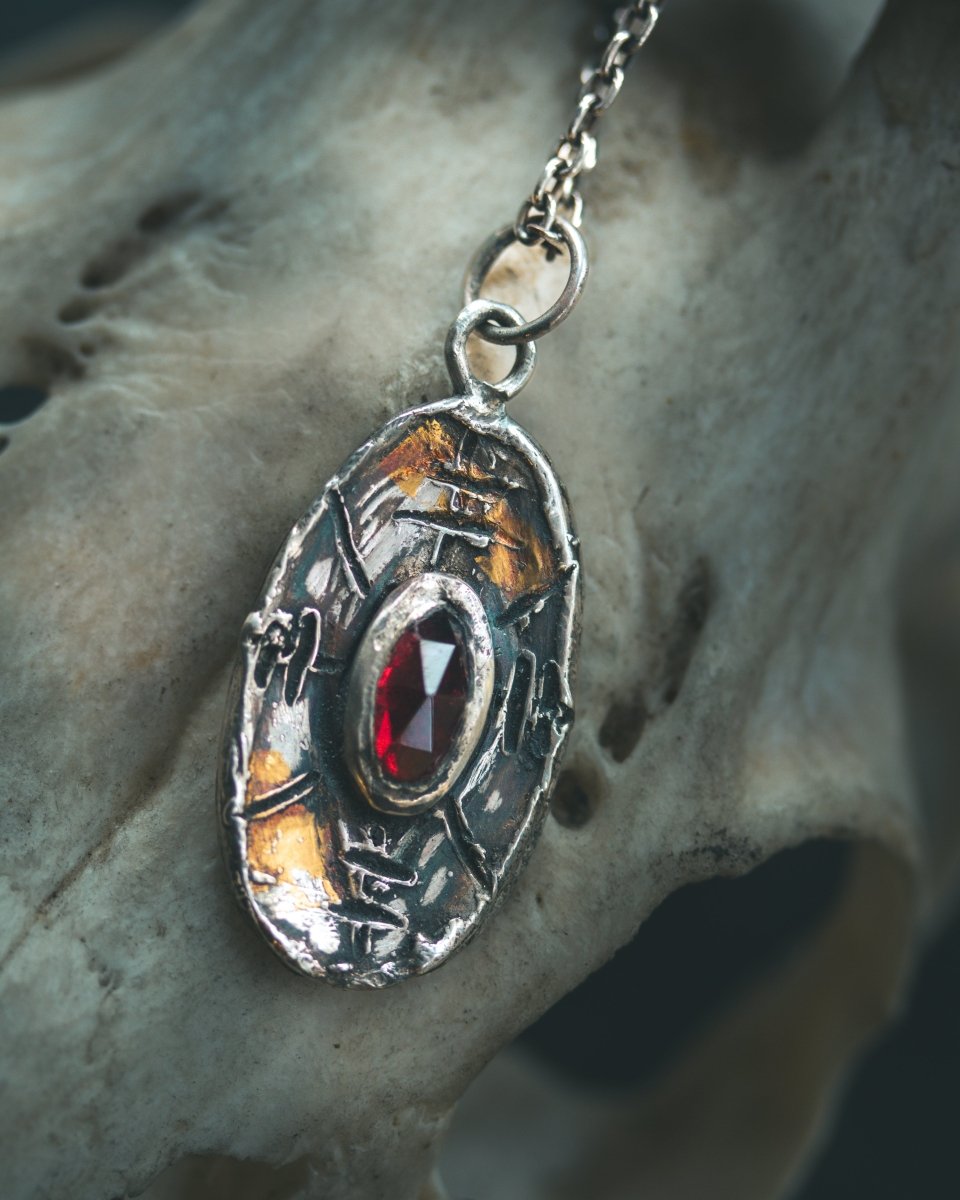 Nordic Talisman Rose - Cut Garnet Amulet: A Gateway to Ancestral Power and Warrior's Fire - Machinations