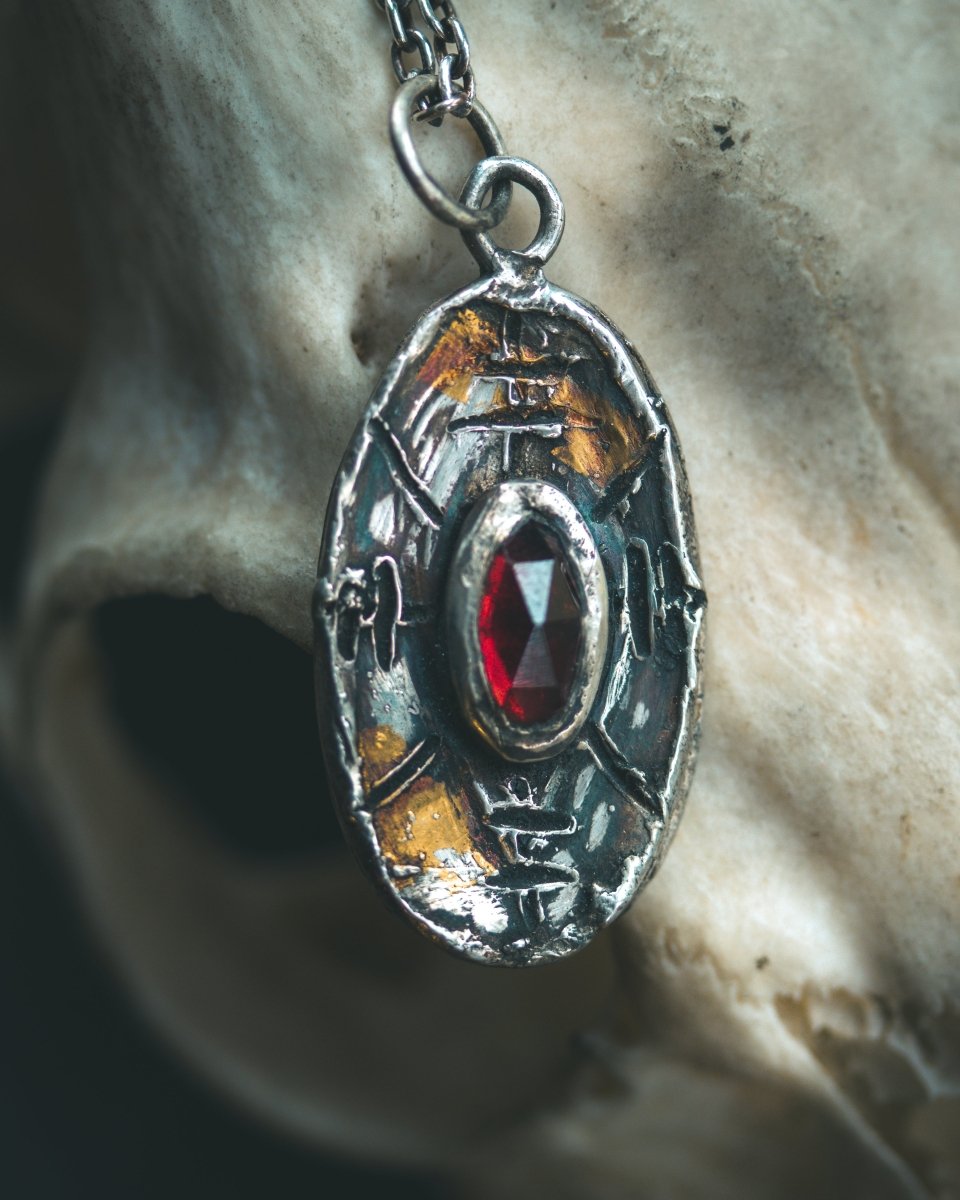 Nordic Talisman Rose - Cut Garnet Amulet: A Gateway to Ancestral Power and Warrior's Fire - Machinations