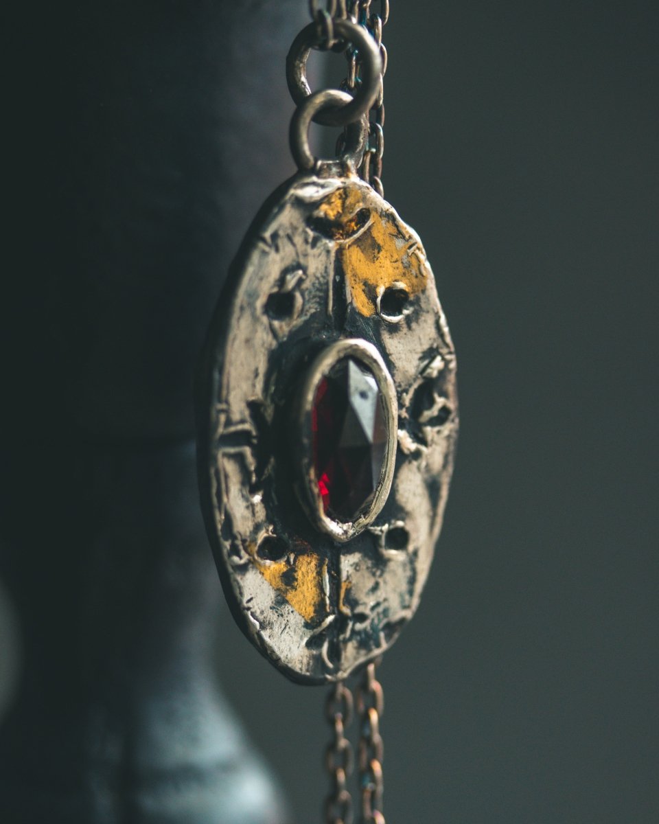 Nordic Talisman Rose - Cut Garnet Amulet: A Gateway to Ancestral Power and Warrior's Fire - Machinations