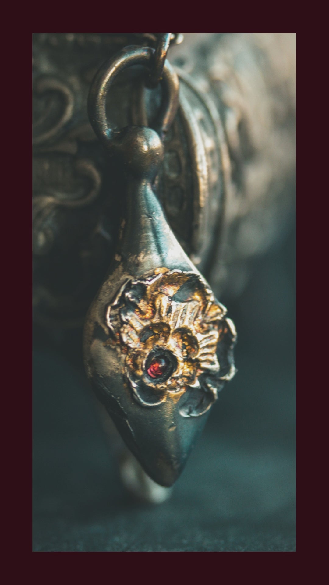 Limited Edition Rose of Death Tarot Amulet with Almandine Garnet
